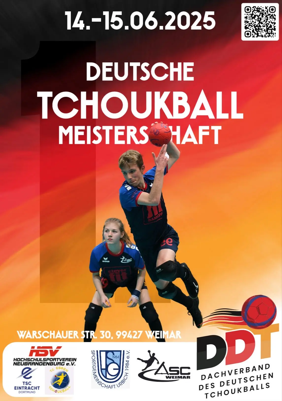 Plakat der 1. deutschen Tchoukball Meisterschaft des DDT
